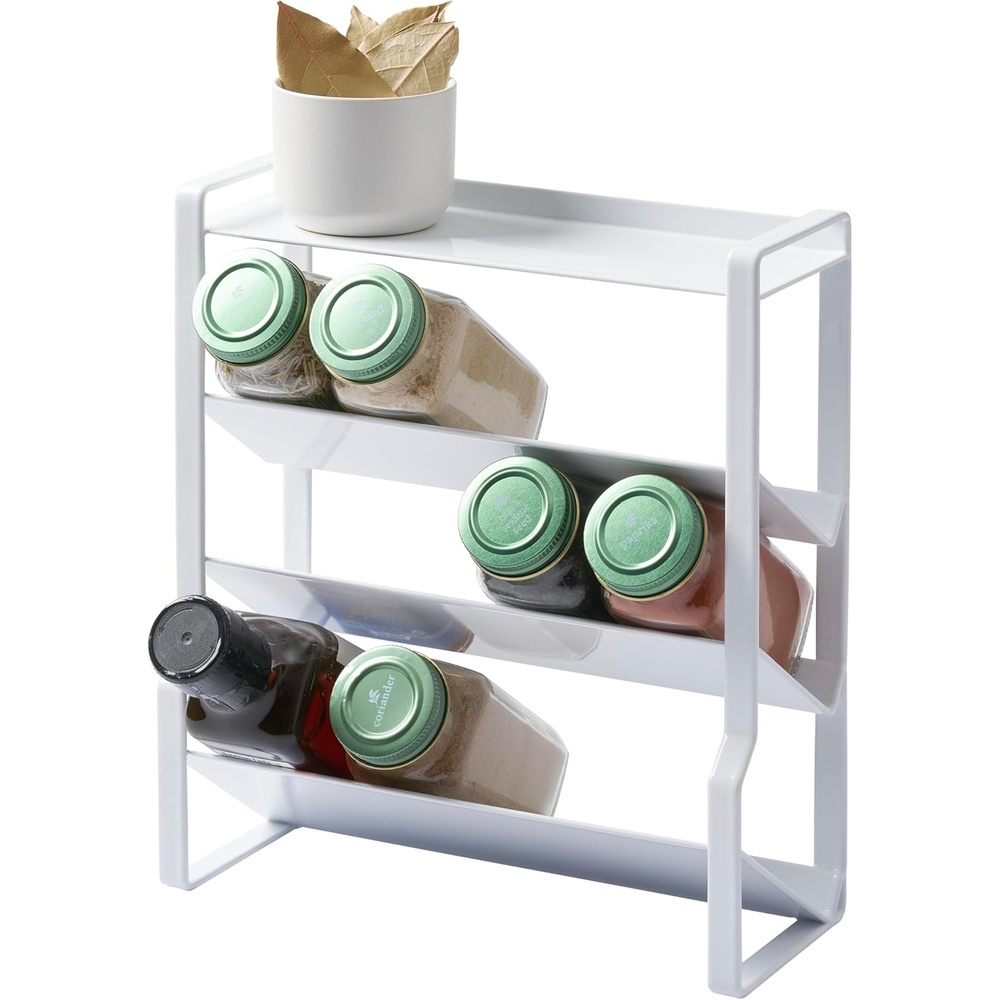 image:imageYAMAZAKI Home Tower 4Tier Slim Spice Rack Organizer Large Capacity Angled Shelves Flat Top Tier Ideal For Countertops And Stove Sides Steel