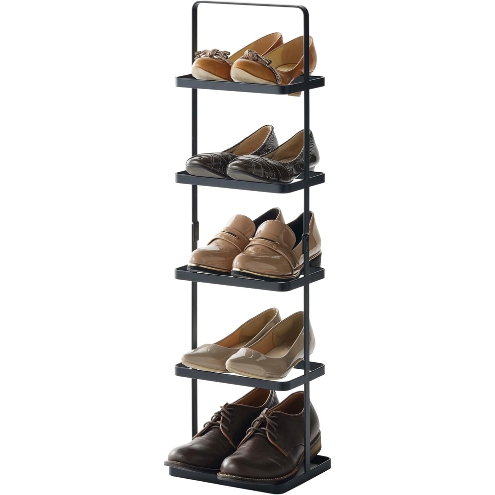 image:imageYAMAZAKI Home Tower Compact Modern Metal Shoe Rack Tall 31 Steel Holds 5 ShoesBlack