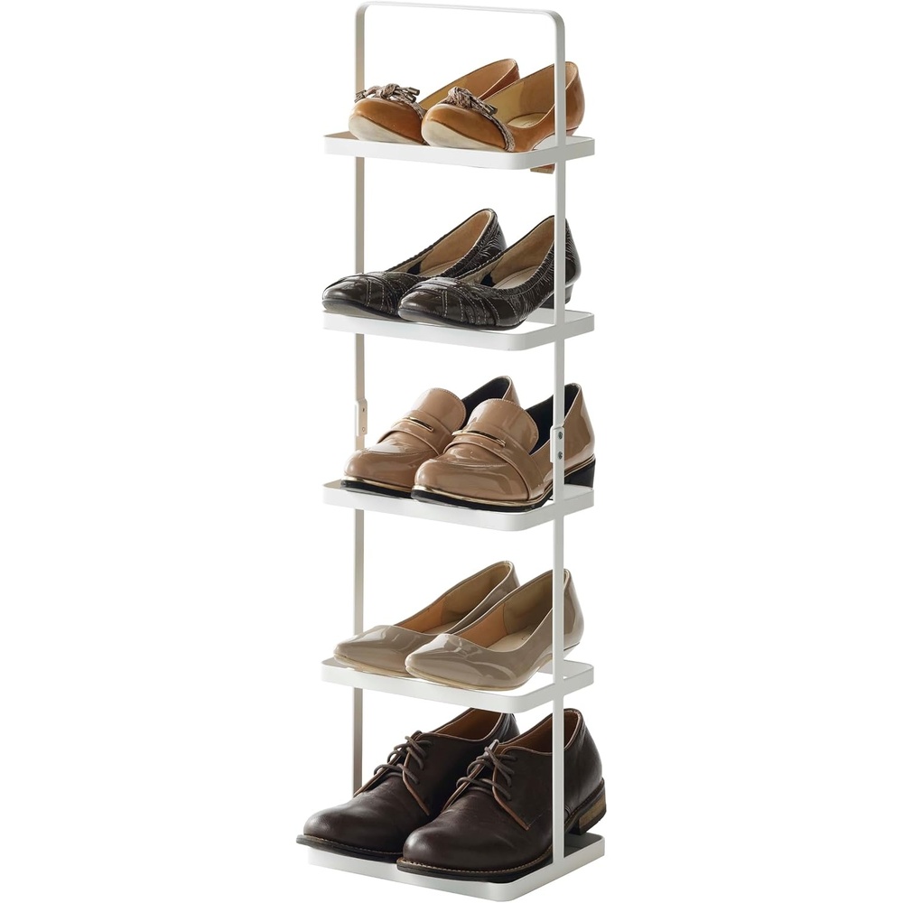image:imageYAMAZAKI Home Tower Compact Modern Metal Shoe Rack Tall 31 Steel Holds 5 ShoesWhite
