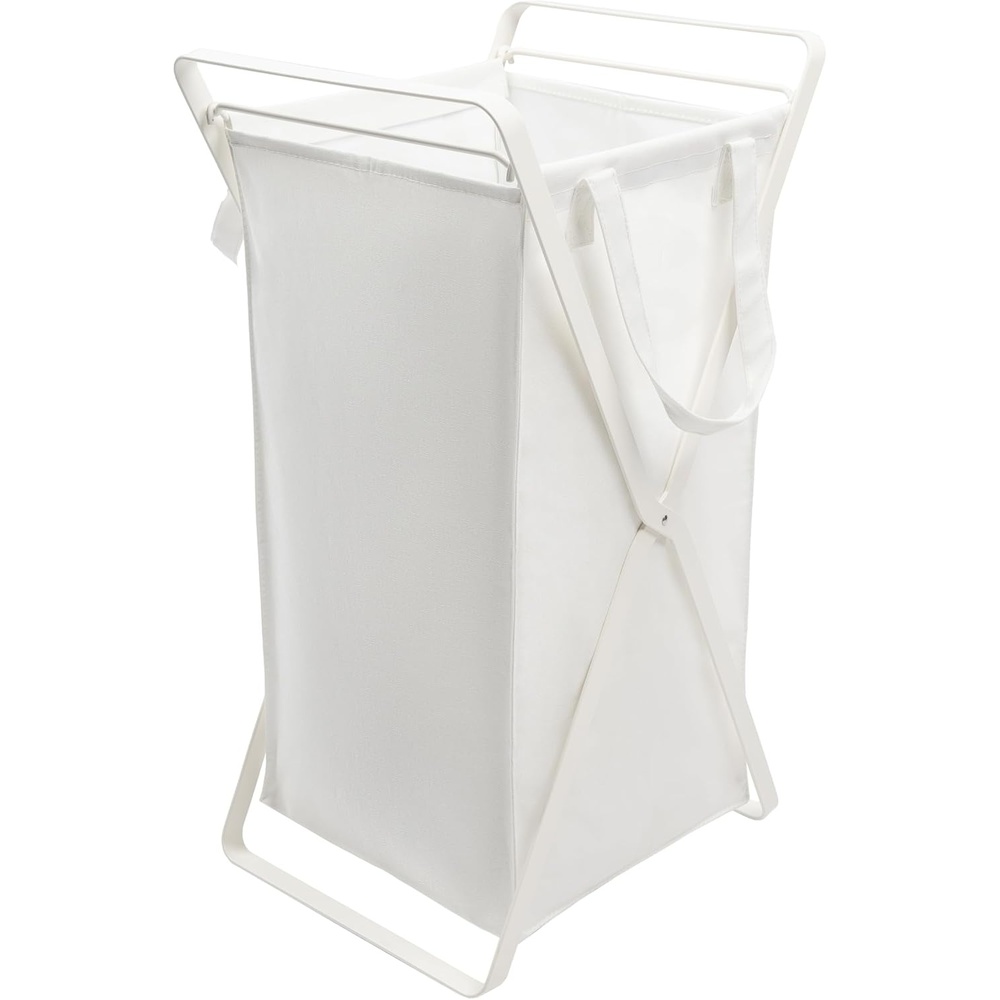 image:imageYAMAZAKI Home Tower Laundry Hamper Clothes Basket with Cotton Liner Small 252 Steel Cotton 12 Gallons 45 LitersWhite