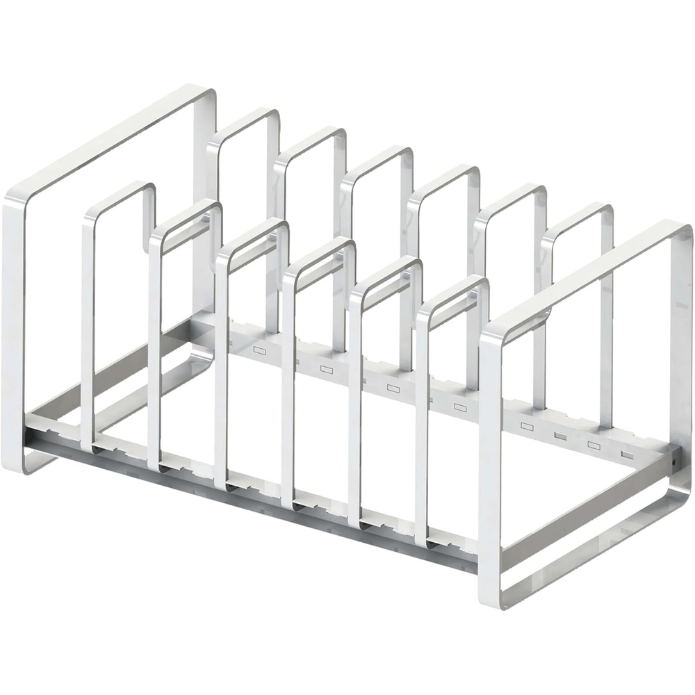 image:imageYAMAZAKI Home Tower Under Sink Pot Lids And Frying Pan Storage Kitchen Drawer Organizer Rack SteelWhite