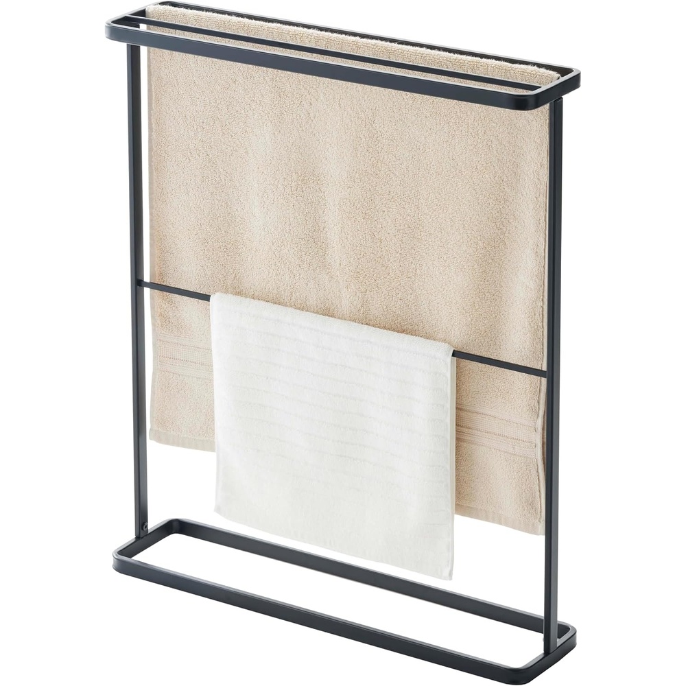 image:imageYamazaki Home Bath Towel Hanger Bathroom Organizer Storage Holder Dry Rack Steel One Size WhiteBlack
