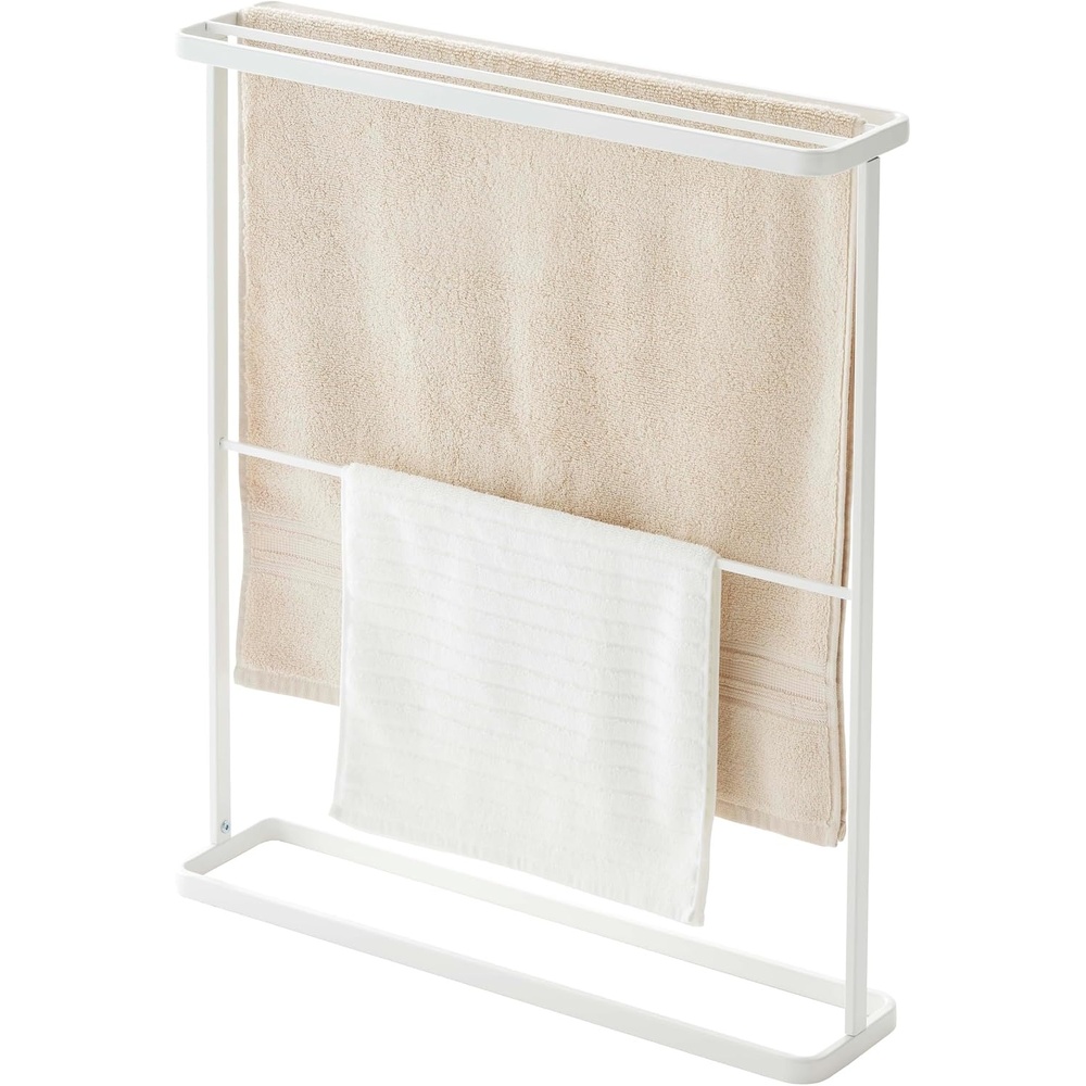 image:imageYamazaki Home Bath Towel Hanger Bathroom Organizer Storage Holder Dry Rack Steel One Size WhiteWhite