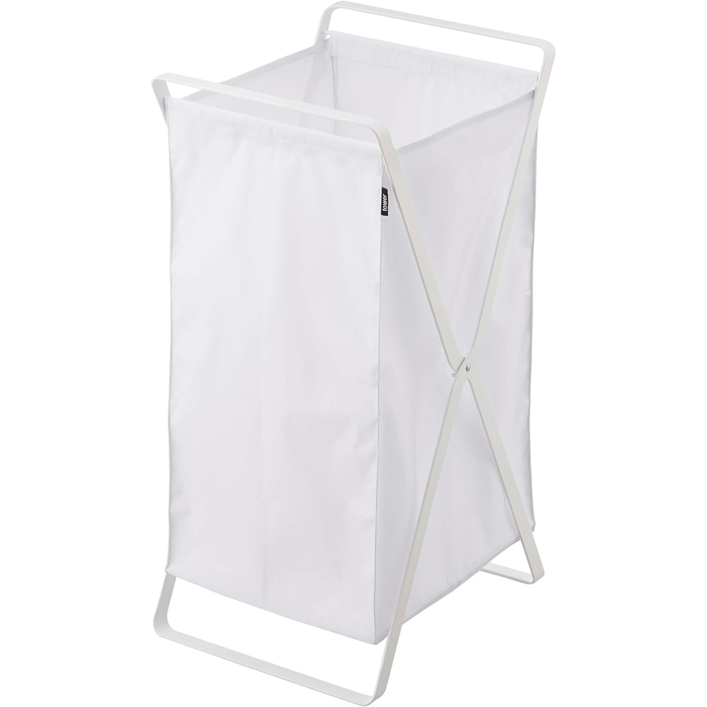 image:imageYamazaki Home Laundry Basket Foldable Storage Hamper Organizer Steel One Size WhiteWhite