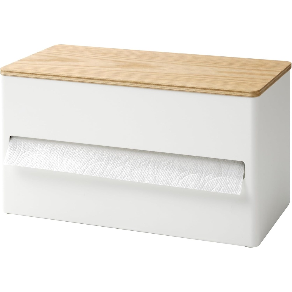 image:imageYamazaki Home Rin Kitchen Paper Holder Rin L OneHanded Tear Design Concealed Storage Fits Rolls Up To 6 Steel WoodAsh