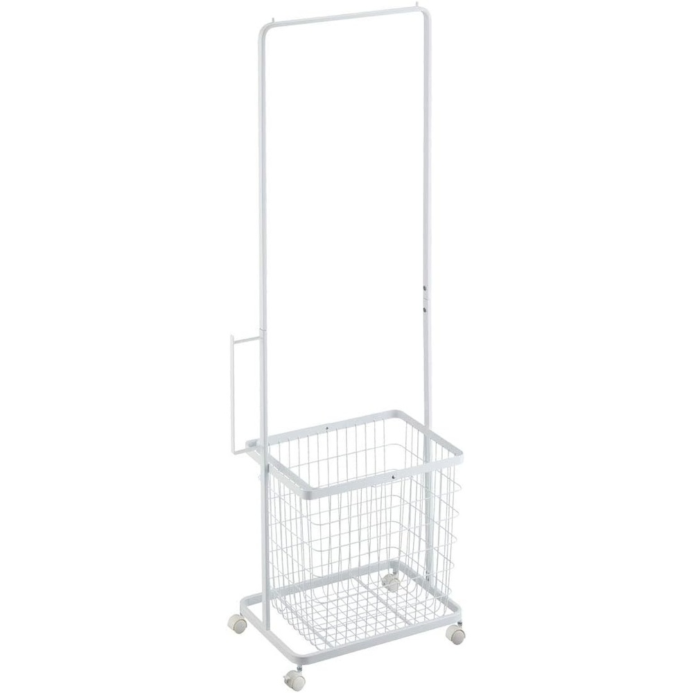 image:imageYamazaki Home Tosca Laundry Cart with Two Metal Bin Basket Hampers On Wheels 38 Steel WoodSingle Item