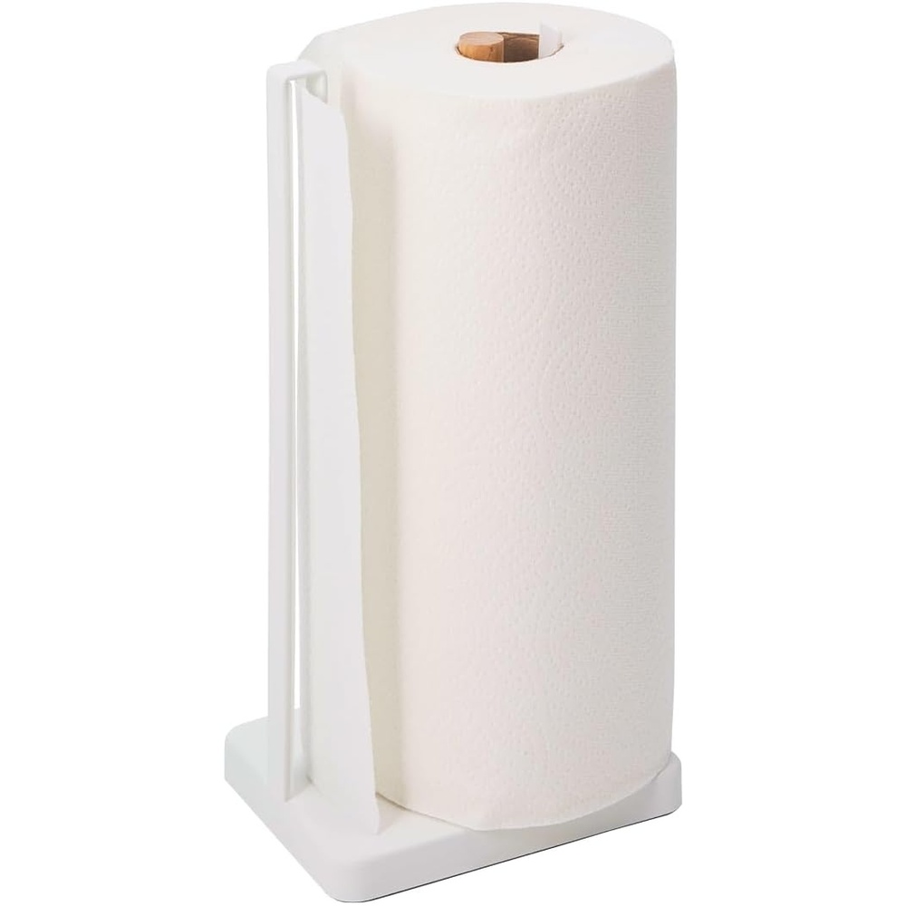 image:imageYamazaki Home Tosca OneHanded Tear Paper Towel Holder Kitchen Storage Rack Steel WoodWhite