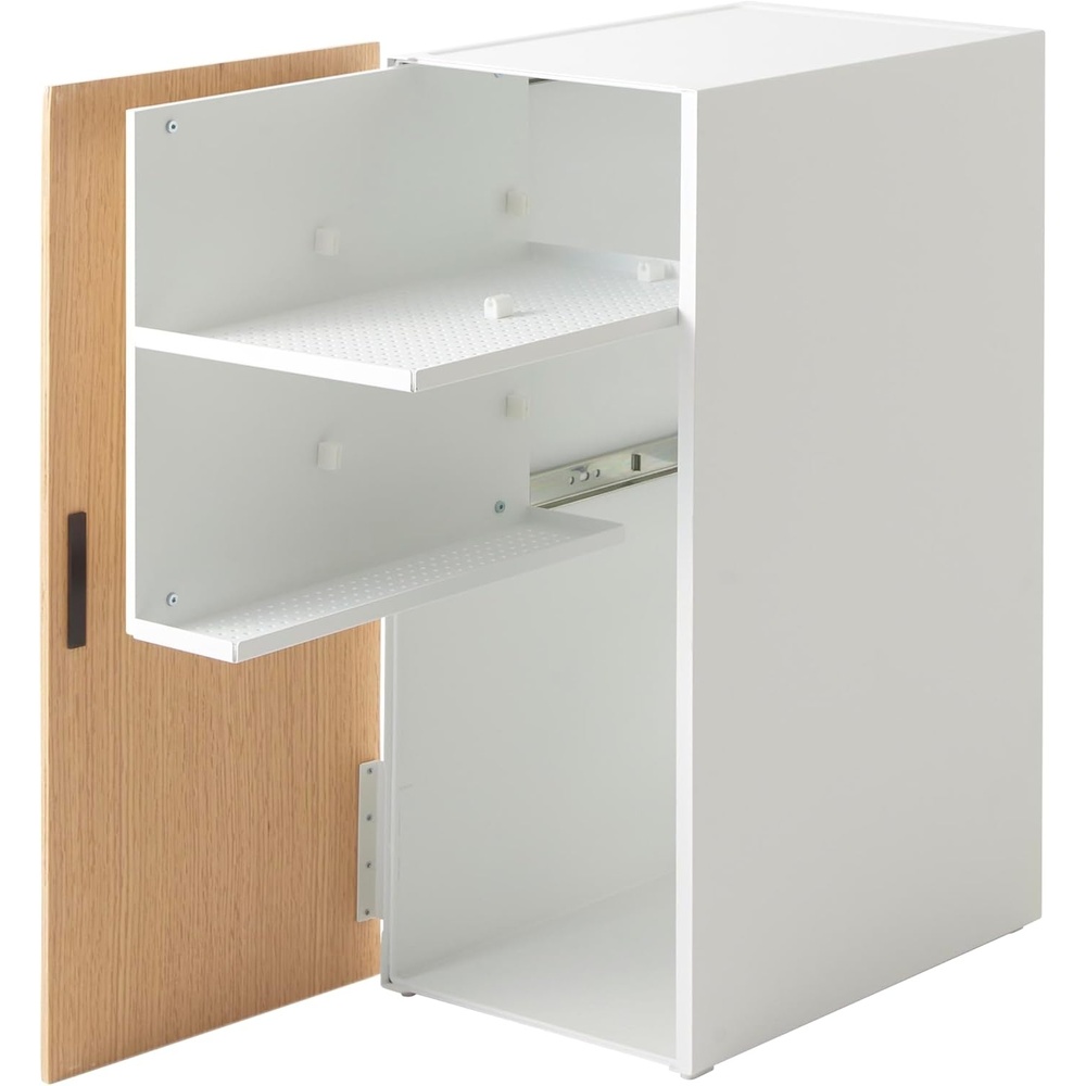 image:imageYamazaki Home Tower Large Capacity Game Console Rack Organize Controllers PullOut Shelf Cable Management SteelWhite