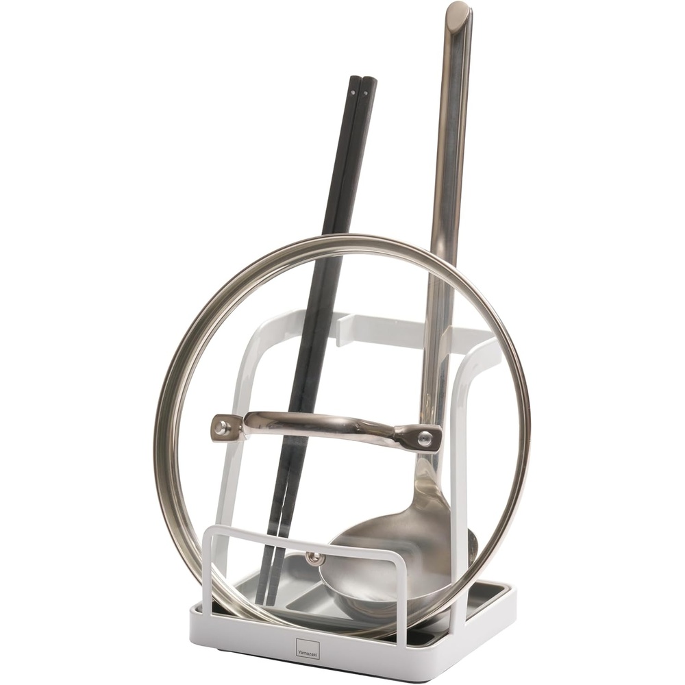 image:imageYamazaki Home Tower Lid amp Ladle Stand Large Kitchen Stand For Utensils Lids And Cookbooks HeatResistant Kitchen Stand Steel