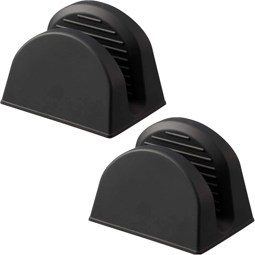 image:imageYamazaki Home Tower Magnetic Pot Holders Set of 2 Heat Resistant Silicone Oven Mitts Durable Insulated Hot Pads Magnetic Storage SiliconeBlack