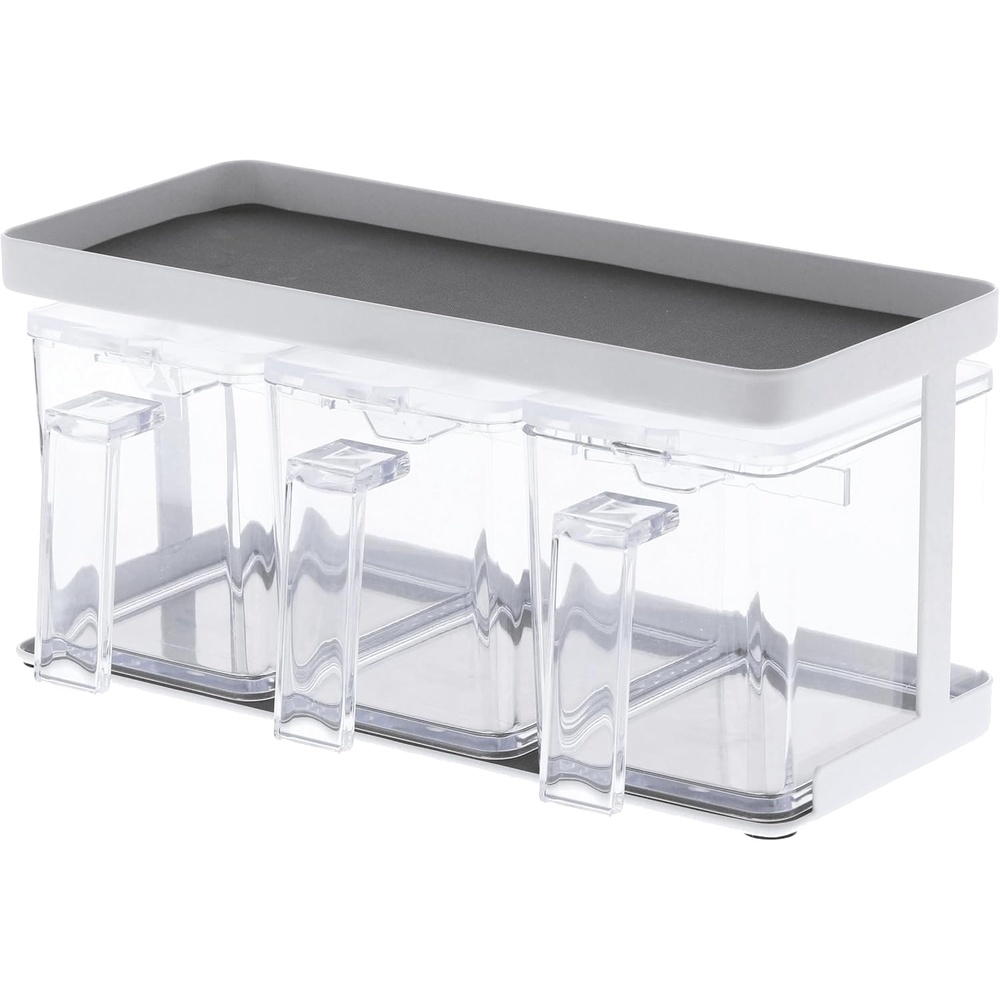 image:imageYamazaki Home Tower Pantry Canisters With Rack Kitchen Container Storage Organizer Triple Steel Plastic 825 Cups 195 LitersWhite
