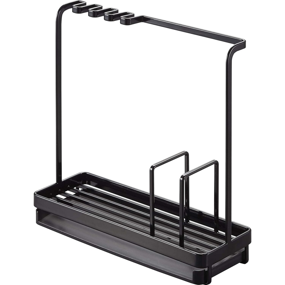 image:imageYamazaki Home Tower SelfDraining Sponge and Soap Bottle Rack Kitchen Sink Organizer Metal Holder with Removable Tray SteelBlack