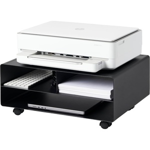 YAMAZAKI Home Desktop Printer Stand – Computer Accessory Office Organizer Steel One Size White(Black)