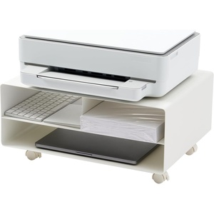 YAMAZAKI Home Desktop Printer Stand – Computer Accessory Office Organizer Steel One Size White(White)