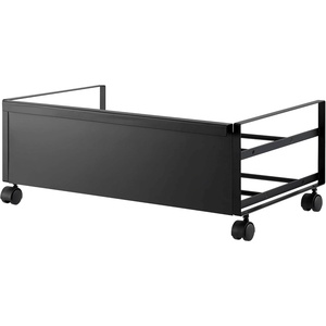 YAMAZAKI Home Frame Rolling Shoe Rack, Compact Entryway Or Bedroom Metal Shoe Organizer With Wheels, Steel – Holds 4 Shoes, 6 Heels(Black)