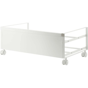 YAMAZAKI Home Frame Rolling Shoe Rack, Compact Entryway Or Bedroom Metal Shoe Organizer With Wheels, Steel – Holds 4 Shoes, 6 Heels(White)