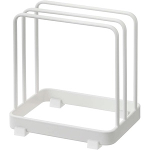 YAMAZAKI Home Plate Cutting Board Stand – Kitchen Storage Rack Holder Organizer – Steel(White)