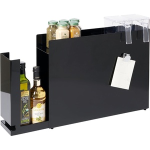 YAMAZAKI Home Sliding Drawer Seasoning Rack – Pull Out Spice Rack for Countertop, Steel Kitchen Organizer with Magnetic Panels, Modern Spice Storage Drawer, Black, Easy Access Design(Black)