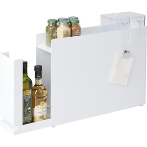 YAMAZAKI Home Sliding Drawer Seasoning Rack – Pull Out Spice Rack for Countertop, Steel Kitchen Organizer with Magnetic Panels, Modern Spice Storage Drawer, Black, Easy Access Design(White)