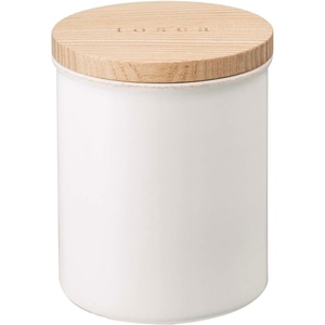YAMAZAKI Home Tosca Ceramic Canister – Dry Food Kitchen Storage Container Organizer – Salt – 15.25 Oz., 450 Ml(Plain)