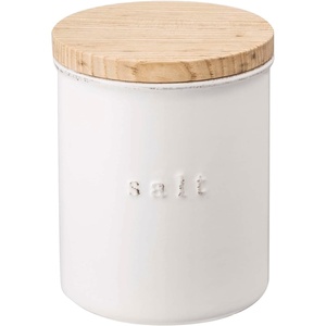 YAMAZAKI Home Tosca Ceramic Canister – Dry Food Kitchen Storage Container Organizer – Salt – 15.25 Oz., 450 Ml(Salt)