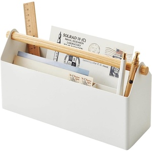 YAMAZAKI Home Tosca Desk Organizer – Stationary Holder For Office & School Supplies – Caddy – Steel + Wood(Modern)