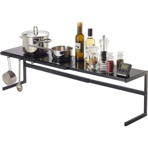 YAMAZAKI Home Tower Expandable Support Rack – Kitchen Storage Shelf Organizer – Large – Steel(Black)