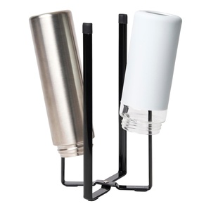 YAMAZAKI Home Tower Kitchen Multi Eco Stand – Multifunctional Plastic Bag Holder Bottle Dryer – Steel(Black)