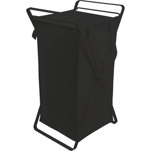 YAMAZAKI Home Tower Laundry Hamper Clothes Basket with Cotton Liner – Small, 25.2″ – Steel + Cotton – 12 Gallons, 45 Liters(Black)