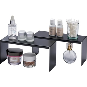 YAMAZAKI Home Tower Medicine Cabinet Vanity Storage Racks – Set of 2, Bathroom Mirror Organizer Risers – Steel -(Black)