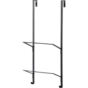 YAMAZAKI Home Tower Over-The-Door Yoga Mat Storage Hanger – 3-Tier Organizer for Foam Rollers, Backpacks, Hats, Bags – Extra Closet Space Saver – Steel(Black)