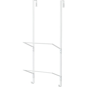 YAMAZAKI Home Tower Over-The-Door Yoga Mat Storage Hanger – 3-Tier Organizer for Foam Rollers, Backpacks, Hats, Bags – Extra Closet Space Saver – Steel(White)