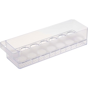YAMAZAKI Home Tower Refrigerator Food Case Storage Kitchen Organizer with Adjustable Dividers – Transparent Pantry Holder, Stackable Fridge Drawer – All-Purpose – Abs Plastic -(Eggs)
