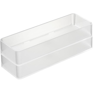 YAMAZAKI Home Tower Set Of 2 Clear Bottom Storage Cases – Stackable Transparent Organization Bins, Large – Large – Ps Resin