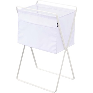 YAMAZAKI Home Tower Space Saving Storage Hamper, 27.6″ – Steel – 9.8 Gallons, 35 Liters(White)