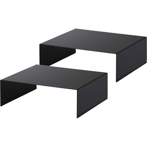 YAMAZAKI Home Tower Steel Under Cabinet Bottom Shelf Storage Organizer, Set of 2 Dish Riser for Under Sink Or Kitchen Pantry Or Counter – Steel -(Black)