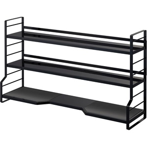 YAMAZAKI Home Tower Sturdy, Standing Countertop/Stovetop Kitchen Shelf/Kitchen Rack/Spice Shelves – Steel(Black)