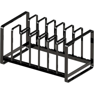 YAMAZAKI Home Tower Under Sink Pot Lids And Frying Pan Storage Kitchen Drawer Organizer Rack – Steel(Black)