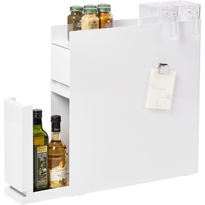 YAMAZAKI Home Two-Tier Sliding Drawer Seasoning Rack – Pull Out Spice Rack for Countertop, Steel Kitchen Organizer with Magnetic Panels, Modern Spice Storage Drawer, Black, Easy Access Design(White)