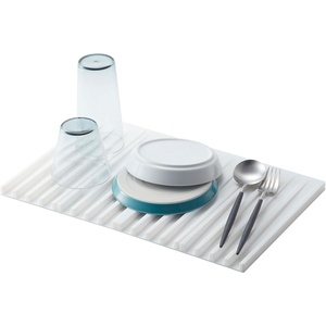 Yamazaki Home Foldable Drainer Tray – Kitchen Dish Drying Mat – No Assembly Req.(White)