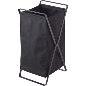 Yamazaki Home Laundry Basket – Foldable Storage Hamper Organizer Steel One Size White(Black)