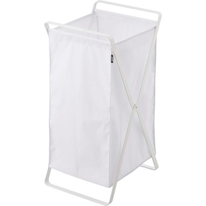 Yamazaki Home Laundry Basket – Foldable Storage Hamper Organizer Steel One Size White(White)