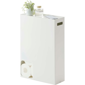 Yamazaki Home Plate Toilet Paper Stocker – Bathroom Storage Organizer Dispenser – Steel – Holds 8-12 Toilet Paper Rolls(White)