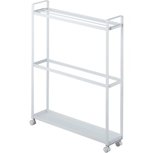 Yamazaki Home Towel Rack and Bath Cart – Rolling Bathroom Storage Organizer Steel One Size White(White)