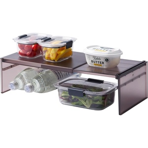 Yamazaki Home Tower Adjustable Extendable Refrigerator Storage Rack – 2-Level Height Adjustable Shelf For Fridge Organization – Customizable Width, Easy Assembly, Fits 2L Bottles – Plastic -(Black)
