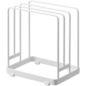 Yamazaki Home Tower Cutting Board Holder Storage Stand For Round And Rectangular Chopping Boards – Steel(White)