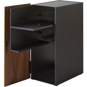Yamazaki Home Tower Large Capacity Game Console Rack – Organize Controllers, Pull-Out Shelf, Cable Management – Steel(Black)