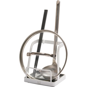 Yamazaki Home Tower Lid & Ladle Stand – Large, Kitchen Stand For Utensils, Lids, And Cookbooks, Heat-Resistant Kitchen Stand – Steel