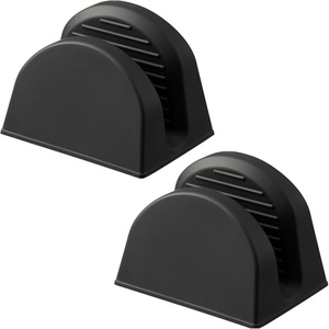 Yamazaki Home Tower Magnetic Pot Holders – Set of 2, Heat Resistant Silicone Oven Mitts, Durable Insulated Hot Pads, Magnetic Storage – Silicone(Black)