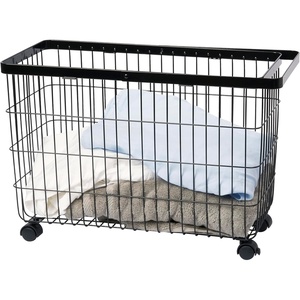 Yamazaki Home Tower Small Rolling Laundry Basket Metal Hamper Cart With Wheels And Handle, 14.8″ – Steel – 9.8 Gallons, 35 Liters(Black)